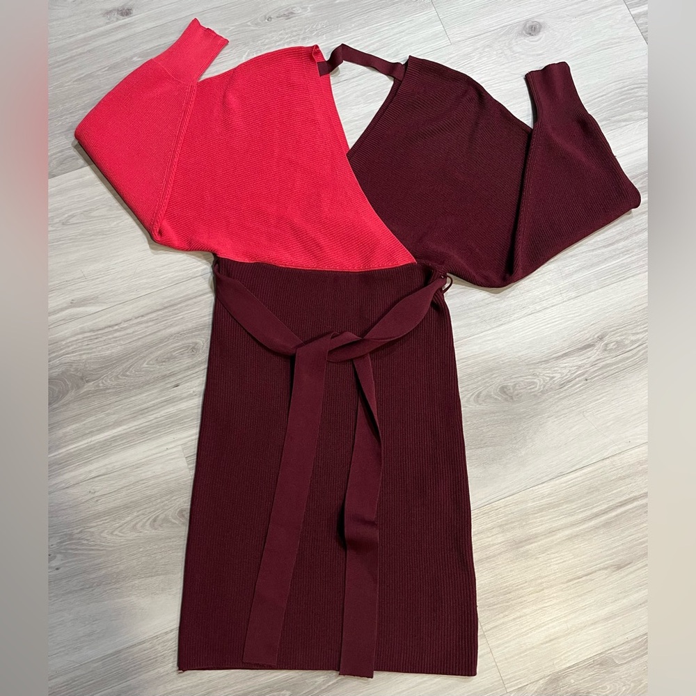 NWOT BCBG Asymmetrical Burgundy‎ and Red Dress